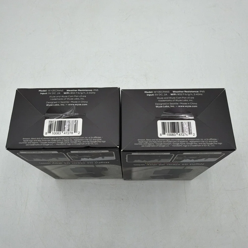 Lot Of Two Wyze Cam Pan v3 Indoor/Outdoor IP65 1080P 360° Pan/Tilt/Zoom Wi-Fi
